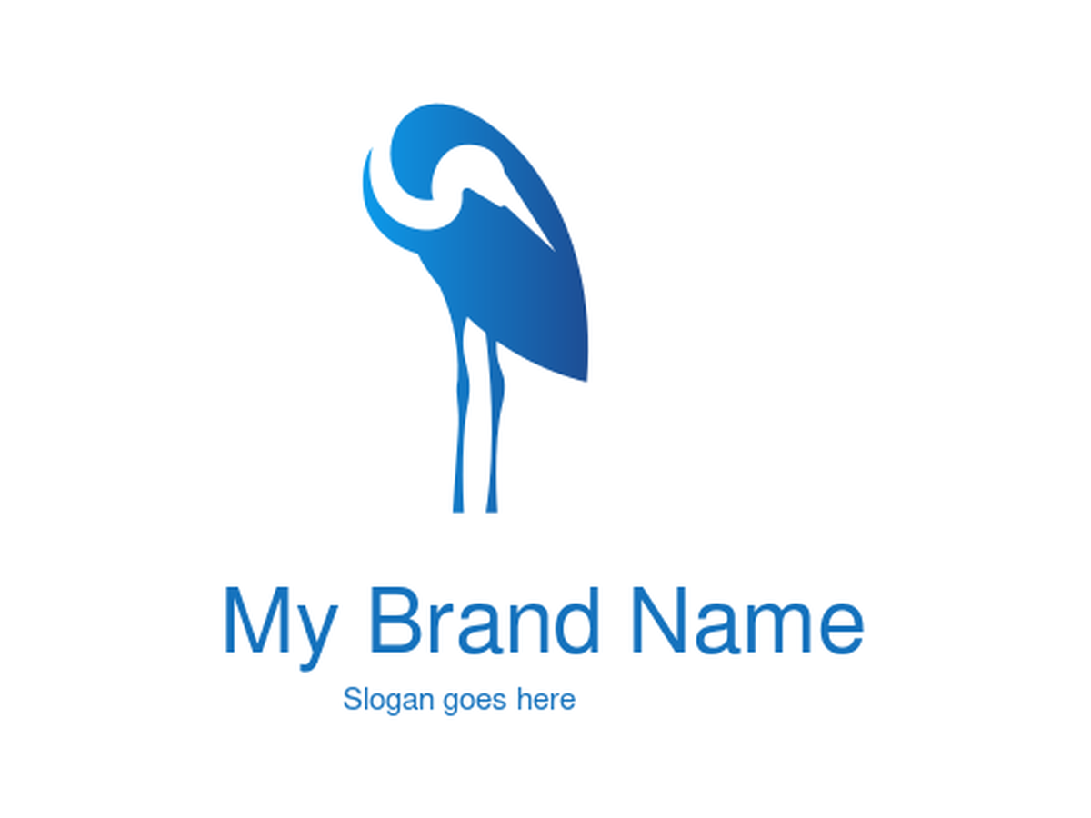 Blue Stylized Heron Logo Design for Elegant Nature and Wellness Brands